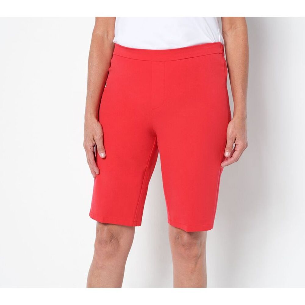 ISAAC MIZRAHI Red Women's Shorts Bermuda Plus
